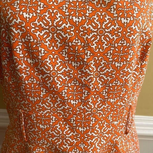 Raffaella petite fully lined orange and beige mini dress with side zipper SZ 14P - Picture 5 of 12